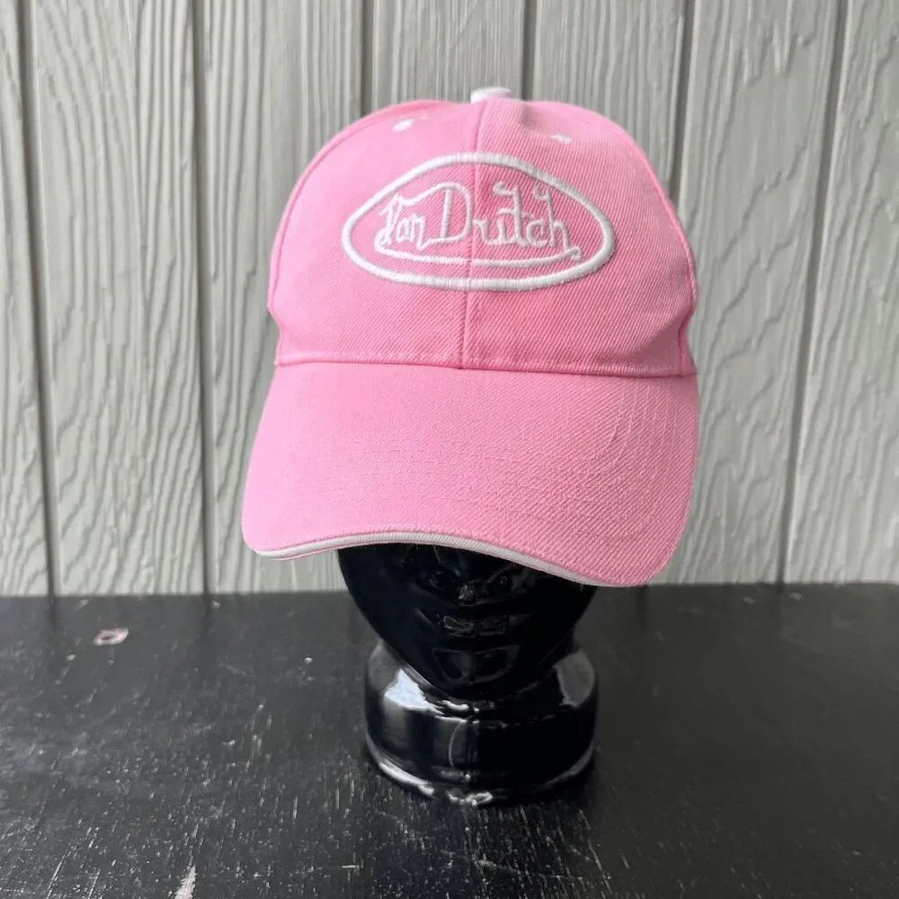 VTG Y2K Von Dutch Pink Logo Baseball Cap McBling Era Adjustable 2000s